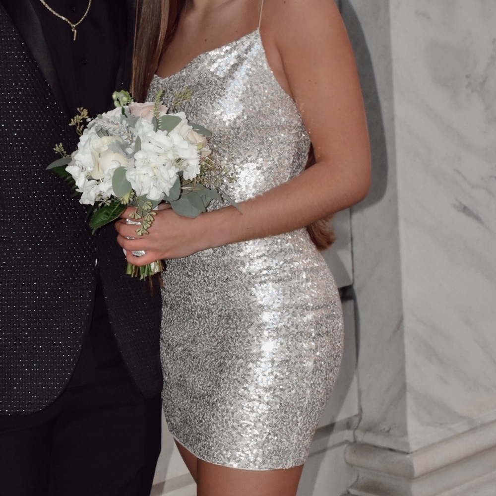 gold/ silver cocktail dress